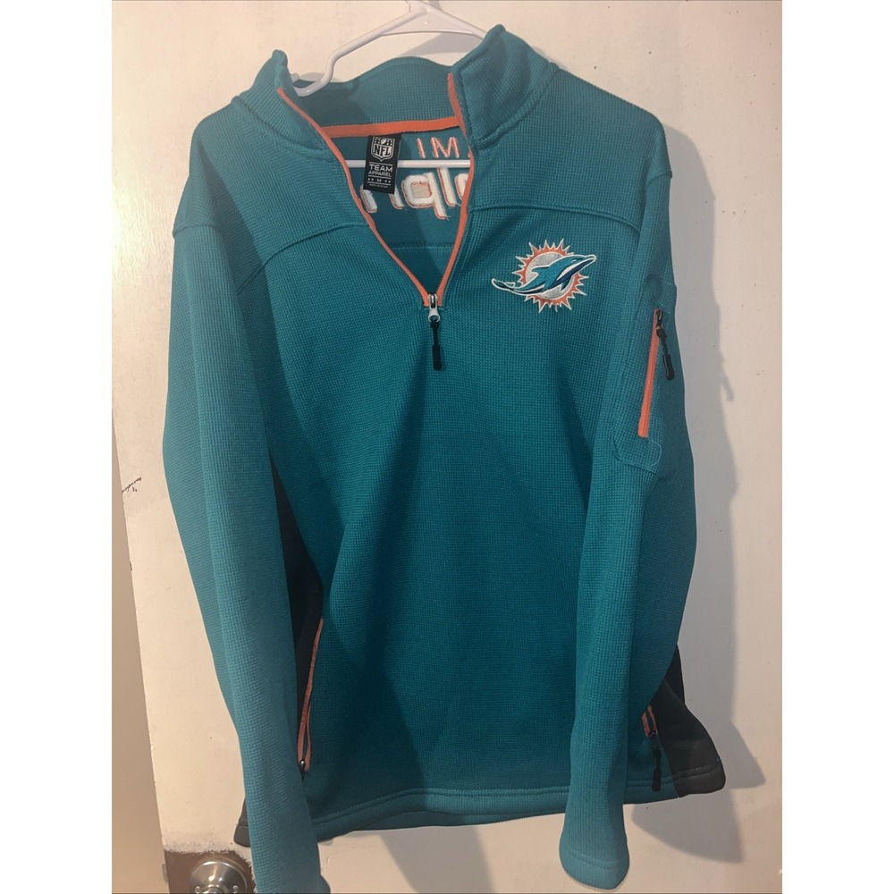 NFL Miami Dolphins NFL Team Apparel Medium Long Sleeve Fleece Sweater Half Zip